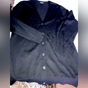 Lord and Taylor Black Merino Wool Cardigan